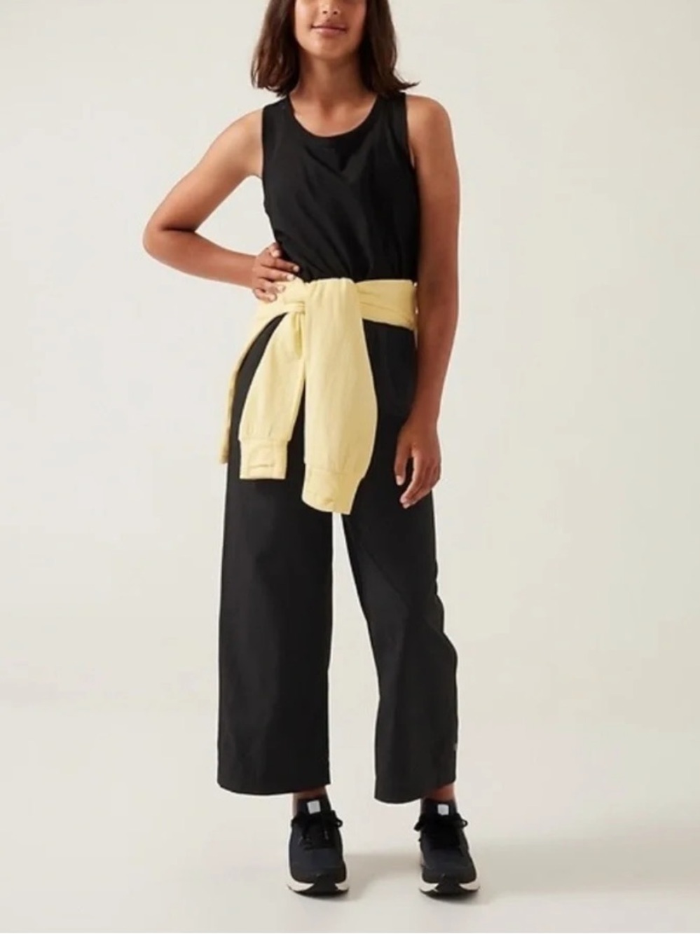 Athleta Girl Jump For Joy Black Jumpsuit with Drawstring Waist XXL 54637